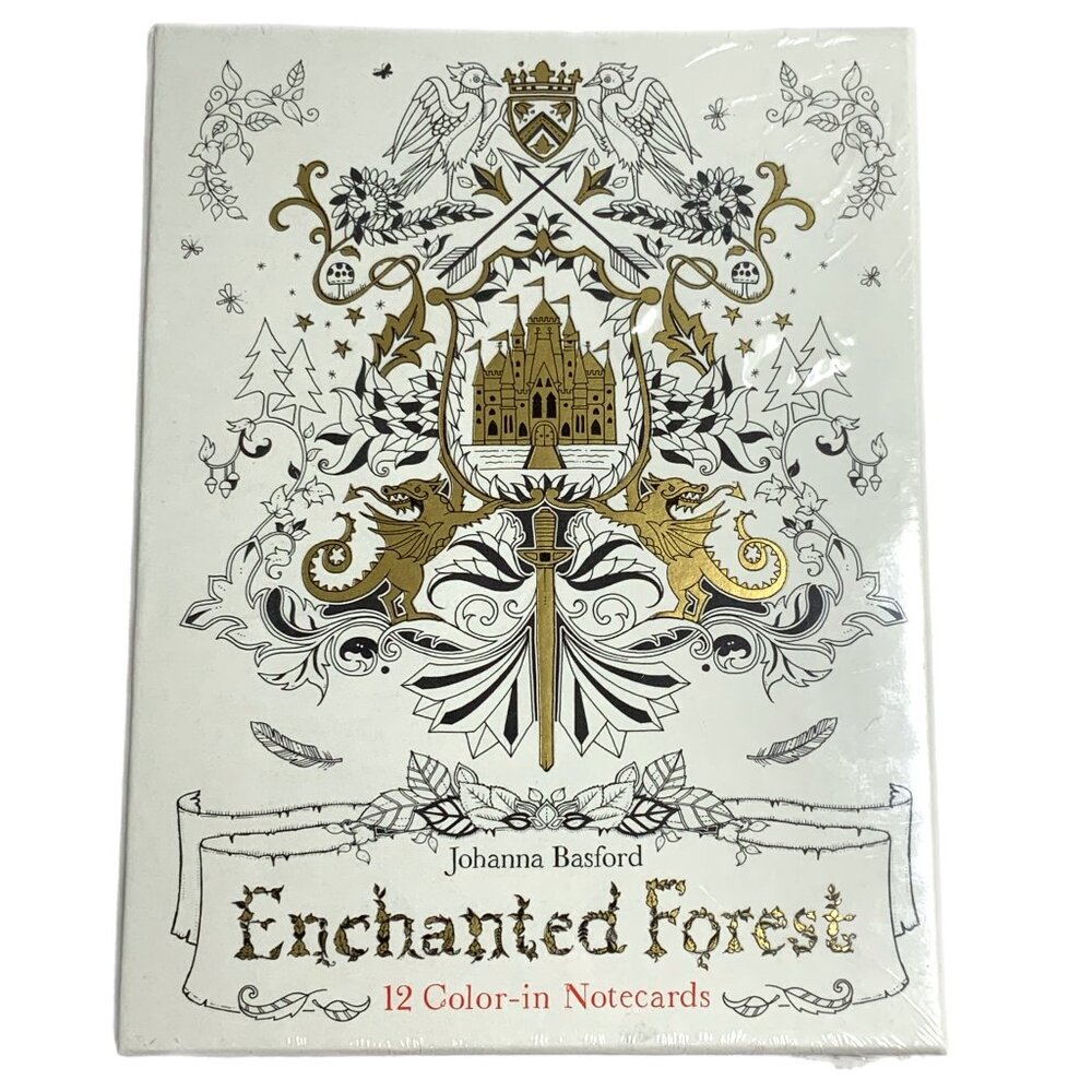 Johanna Basford Enchanted Forest 12 Color-In Notecards Sealed